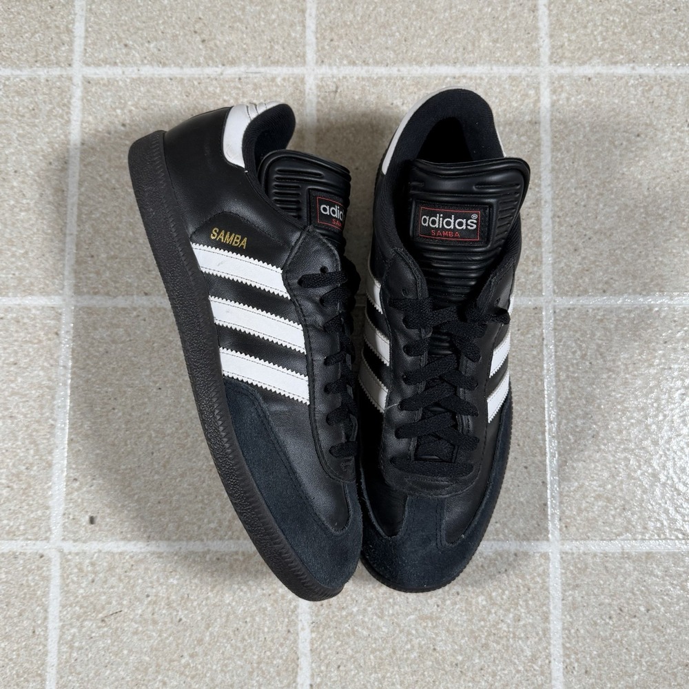 Adidas Samba Classic Mens 8.5 Black Leather Sneakers Shoes 034583